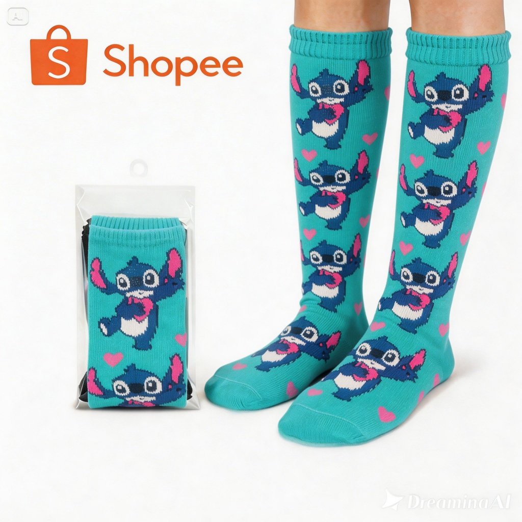 Meia Cano Longo Stitch Unissex TIPO 2 | Confortável e Divertida em Oferta na Shopee