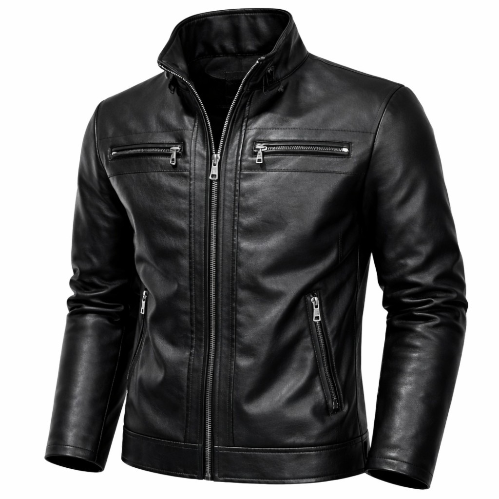 Jaqueta de Couro Masculina Slim Resistente Forrada Luxo em Oferta na Shopee