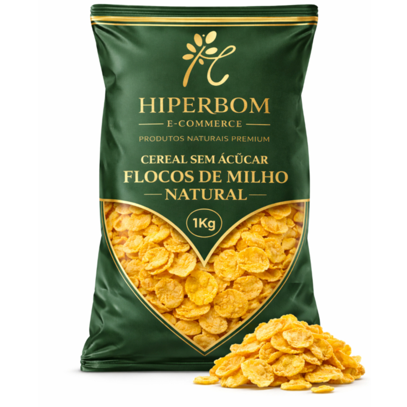 Cereal Sem Açúcar Flocos de Milho Natural Corn Flakes 1kg/500g