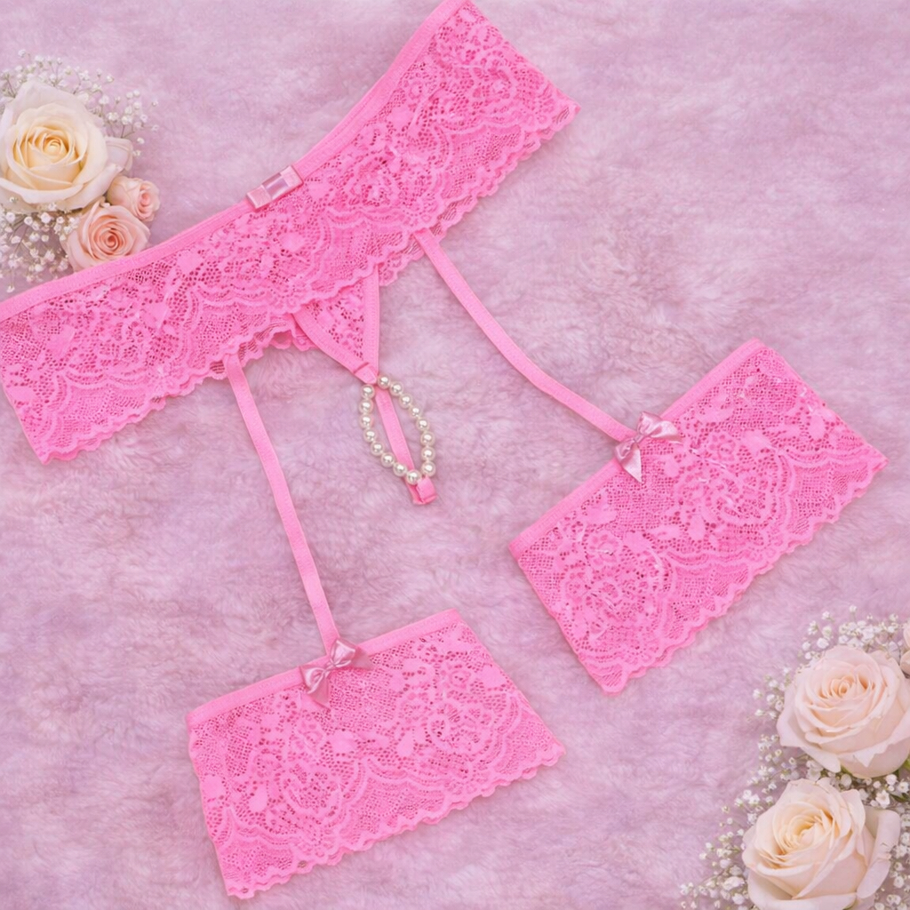 Calcinha Plus Size Tailandesa Cinta Liga com Anel em Pérolas Rendada Sensual em Oferta na Shopee