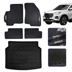 Jogo de Tapete Interno + Bandeja Compatível com Tiggo 5x Sport Premium Kit Carro
