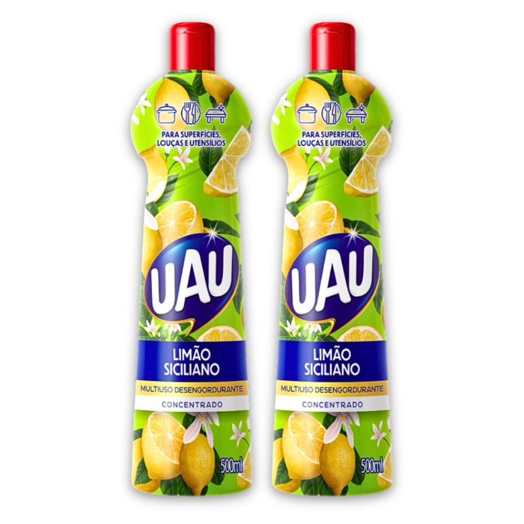 Kit 2un Multiuso 500ml Limão Siciliano Uau Superfícies E Utensílios