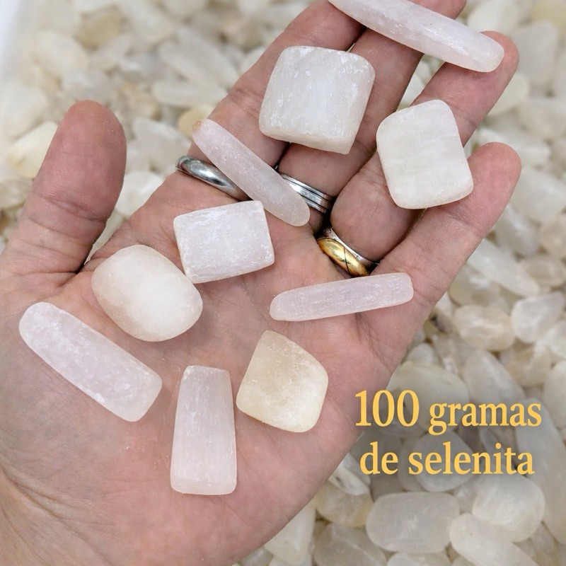Selenita Natural Vibrada 100g Tamanhos Variados (1 a 4 cm)