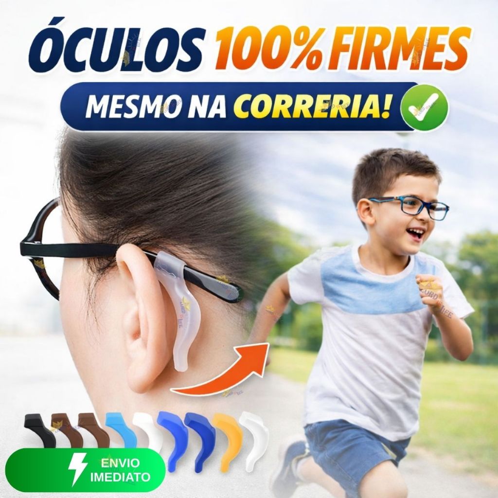 Trava Óculos Infantil Adulto Antiderrapante Silicone Kit Não Cai Do Rosto Gancho Orelha Haste Confor