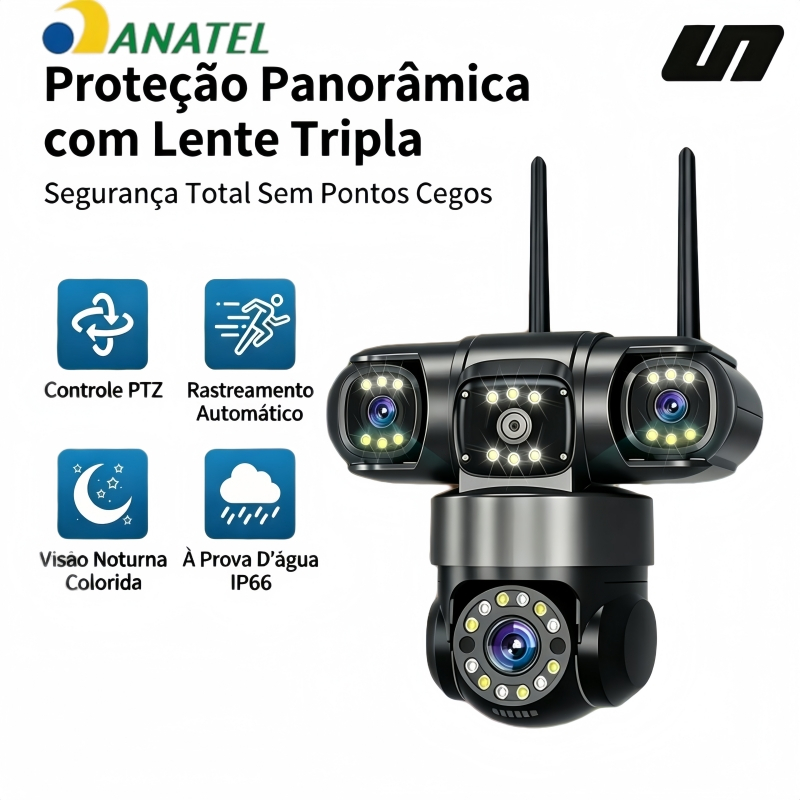 Câmera de segurança wi-fi 360° 4K Visão Noturna Detecção Movimento Preto P16