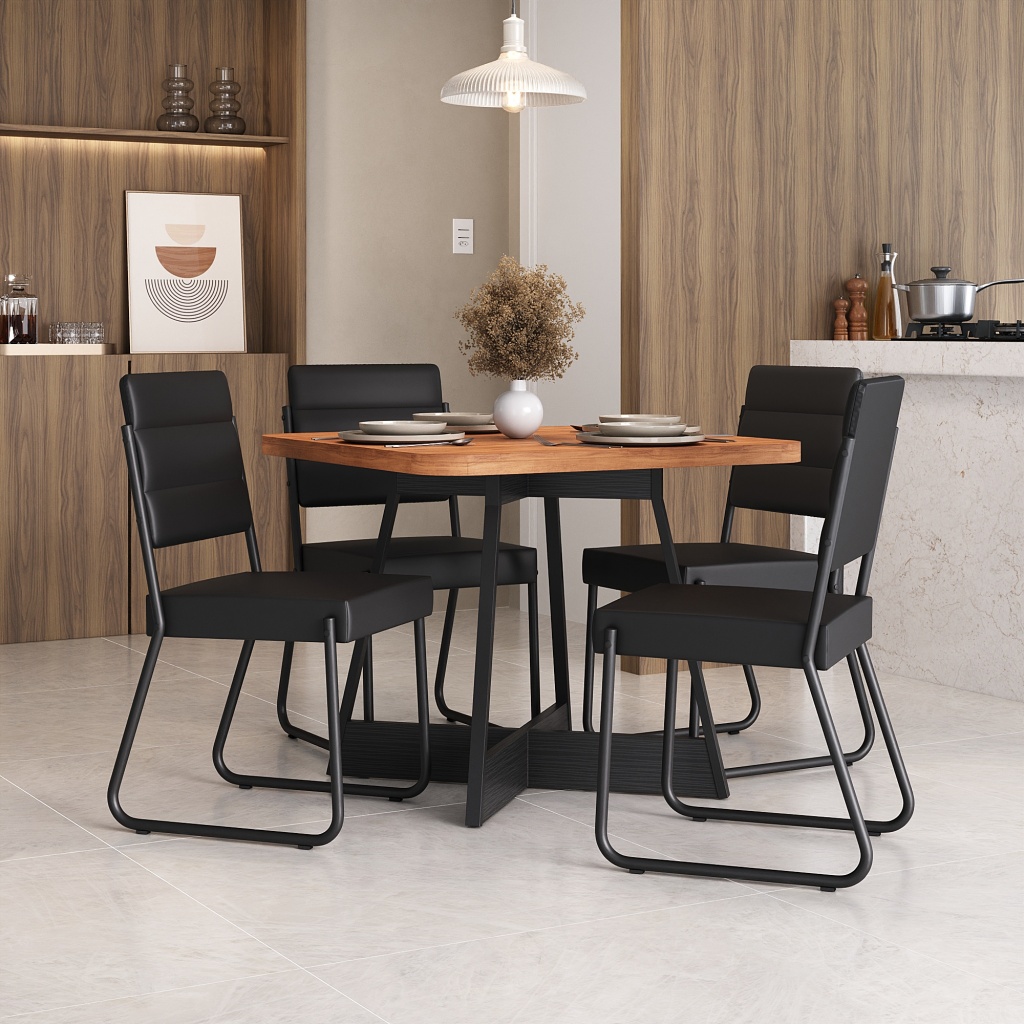 Imagem Conjunto Sala de Jantar 4 Cadeiras Charlotte Carraro Nogal Preto