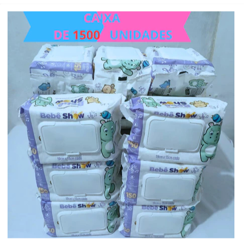 Caixa Com 1500 Unidades Lencinhos Bebe Toalha Umedecido Marca Bebê Show Com Tampa