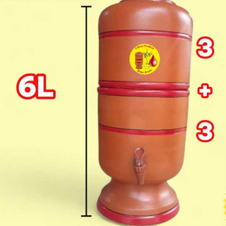 Filtro de Água de Barro 6 litros com Vela de carvão ativado+ Boia + Torneira em Oferta na Shopee