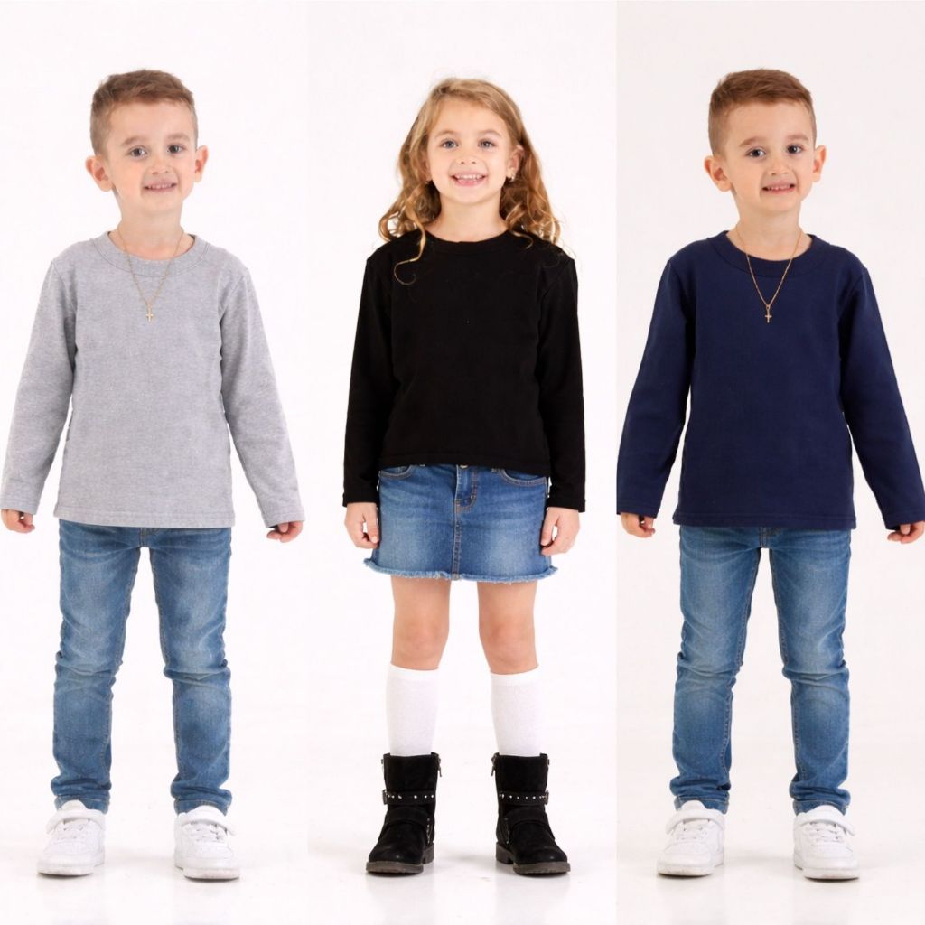 Kit 3 Casacos de Moletom Infantil Segunda Pele Menino e Menina 1/2/3/4/6/8/10