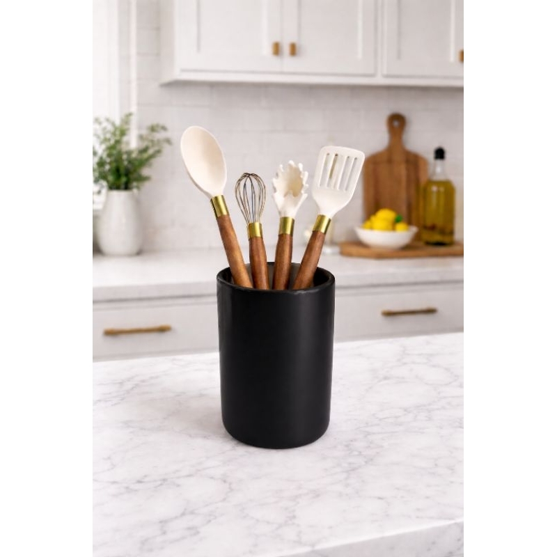 Porta Utensílios Cerâmica Organizador De Cozinha Porta Talheres Colheres Espátulas