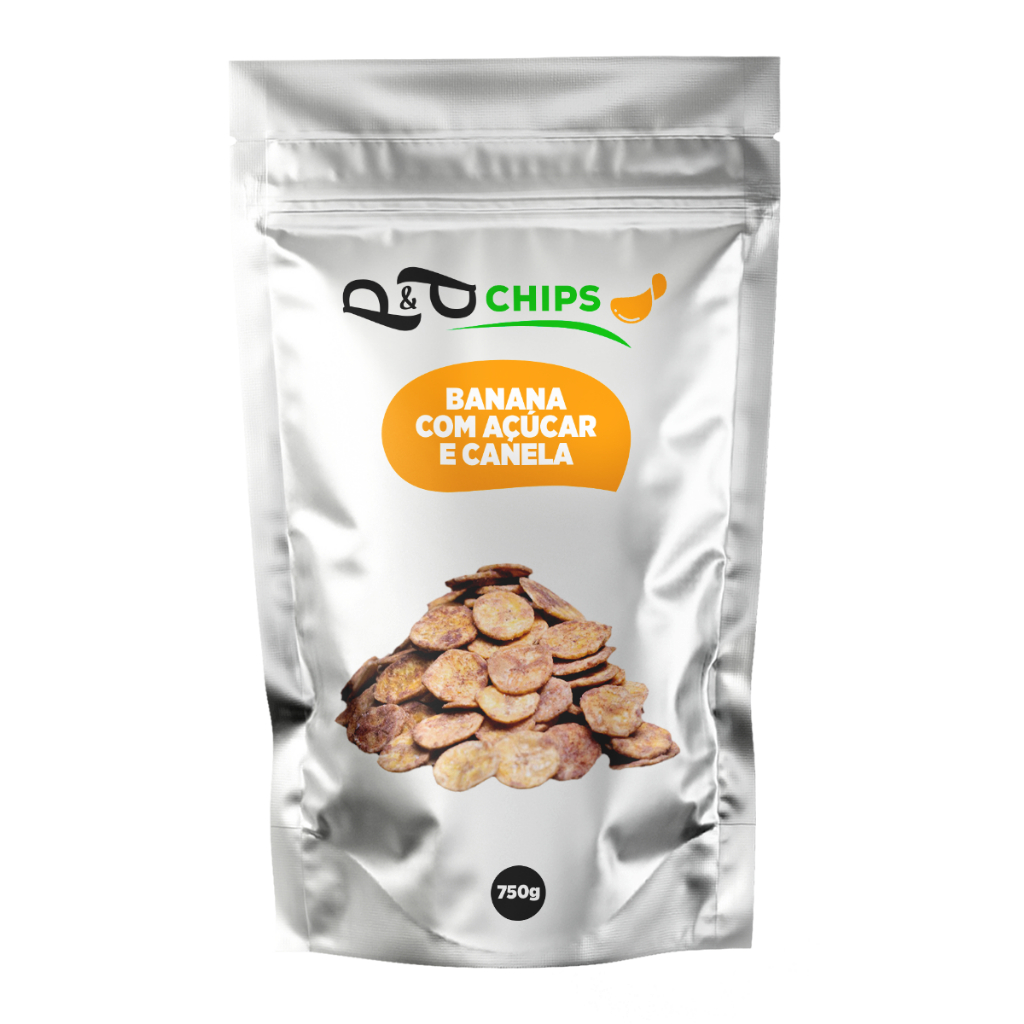 Banana Chips P&P – Açúcar e Canela Natural e Sem Glúten
