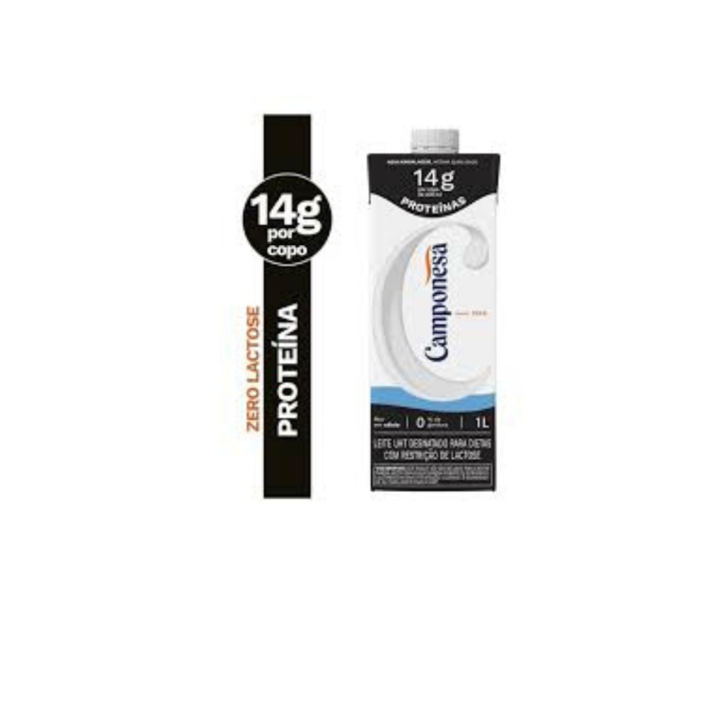 ​Leite UHT Desnatado Zero Lactose Camponesa 1L — Rico em Proteínas (14g) e Cálcio — 0% Gordura