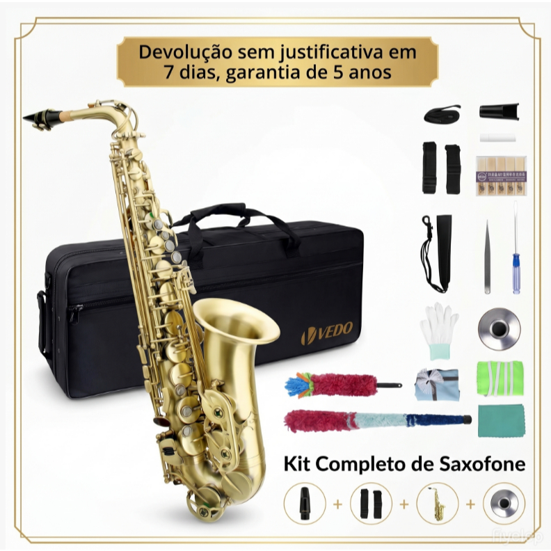 VEDO Saxofone alto em Mi, cobre, bronze antigo, laca, nível profissional, iniciantes e estudantes, laca dourada antiderr