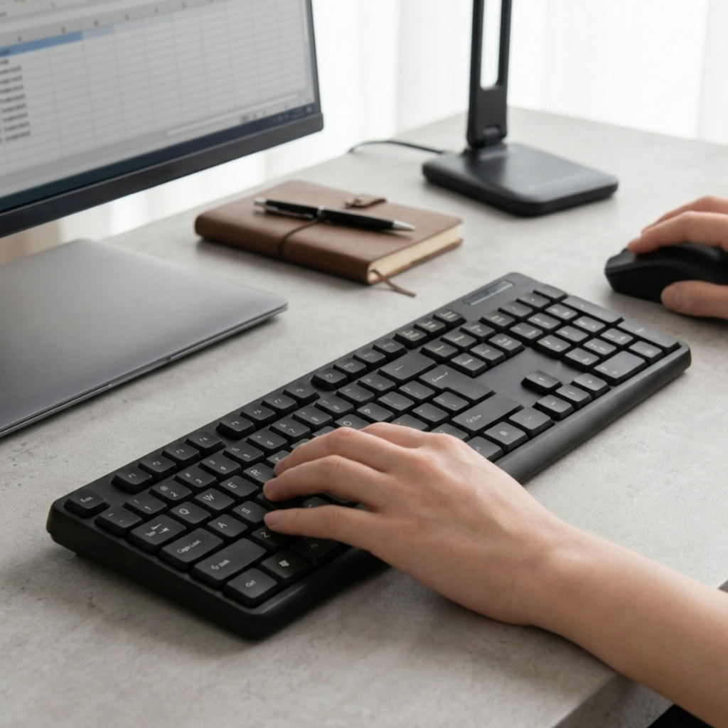 Kit Teclado Mouse Sem Fio Monocron Ergonômico USB 2.4GHz Preto Compacto Escritório Resistente Novo