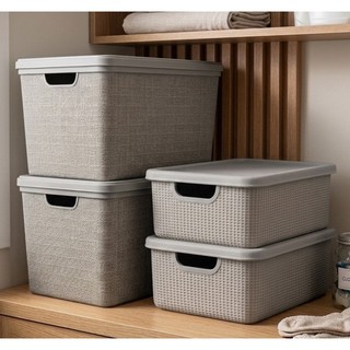 Kit 4 Caixas Organizadoras Com Tampa 22 Litros 5 Litros em Plástico Resistente Jaguar