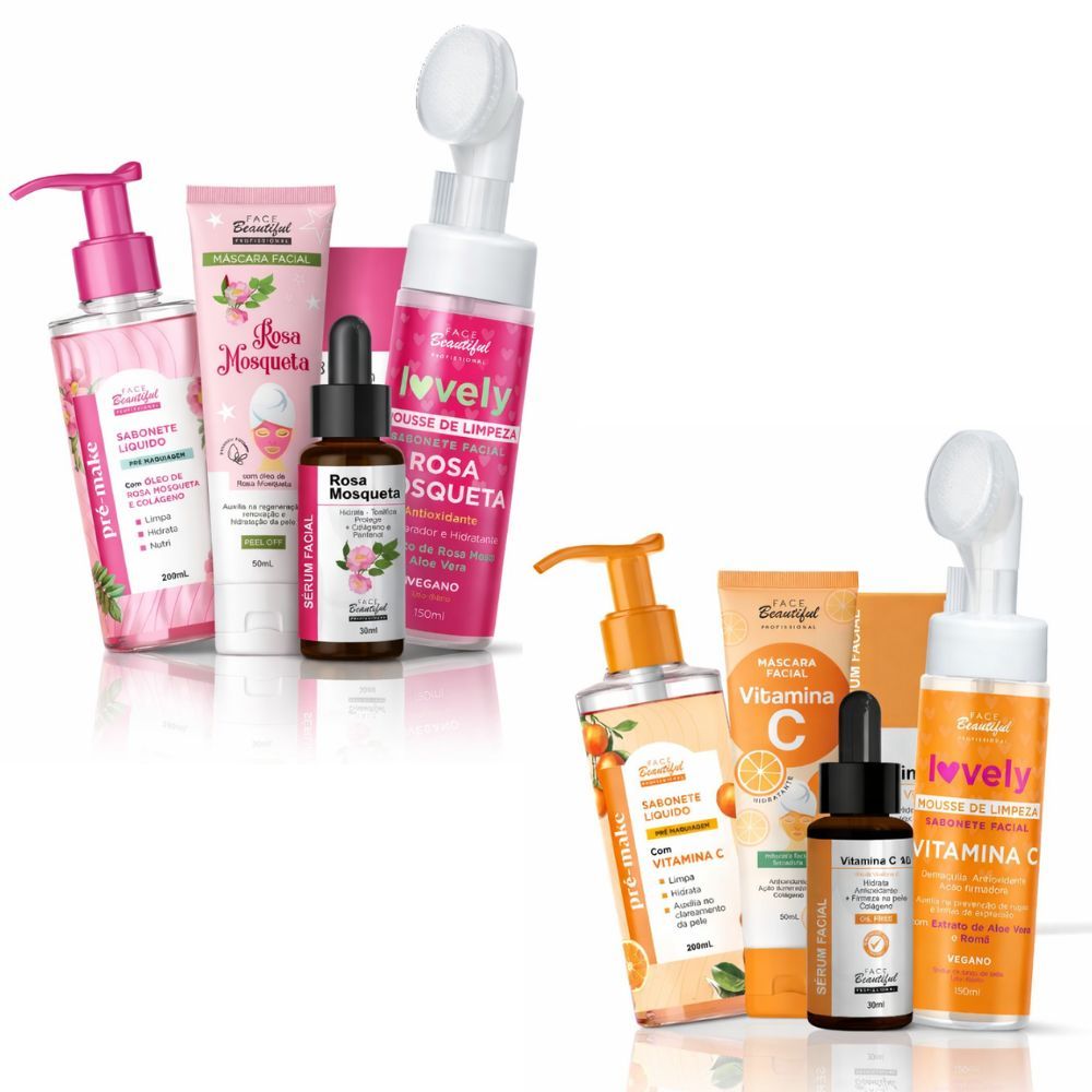 Kit Skin Care Regenerador E Vitalizante Rosa Mosqueta Vitamina C Face Beautiful em Oferta na Shopee