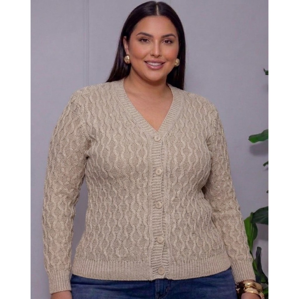 Cardigan Casaco Blusa De Frio Trico La Feminina G GG Qualidade Tricot Moda Inverno