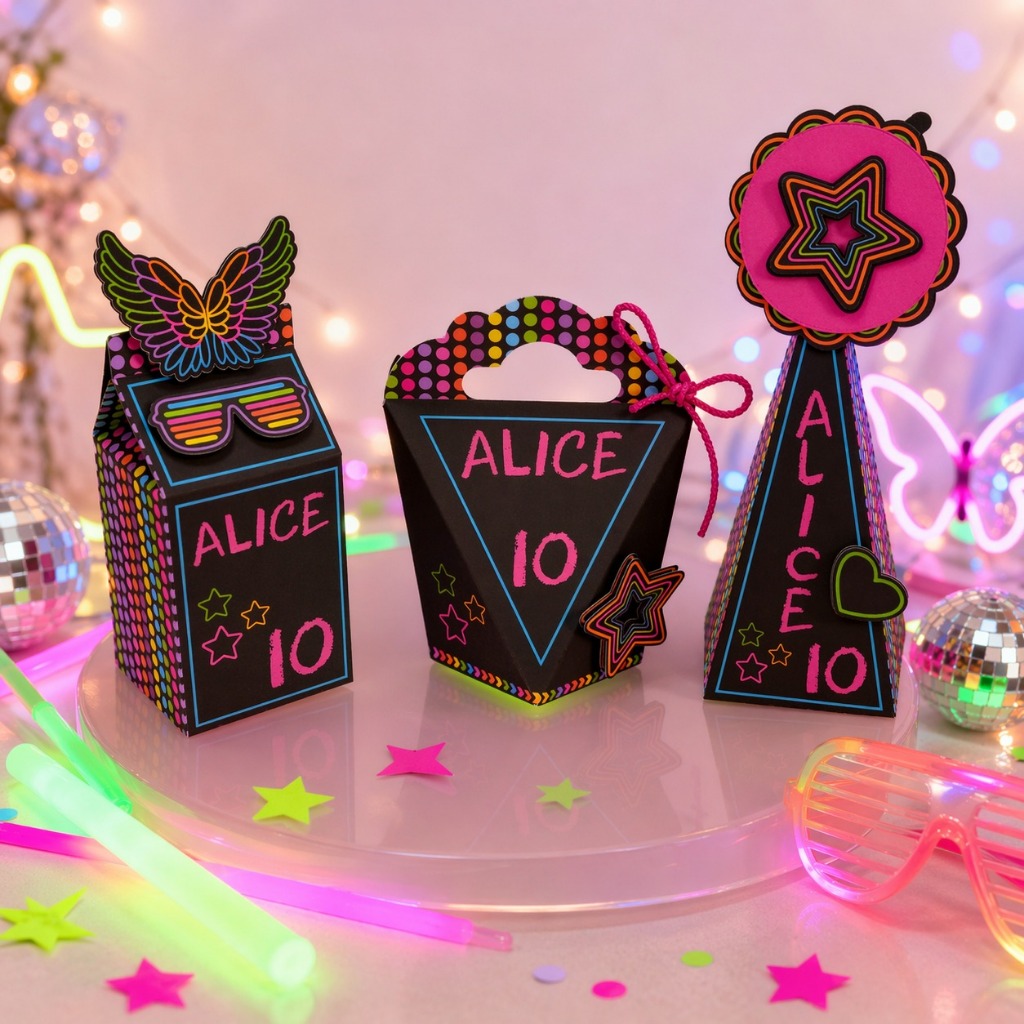 Kit 60 peças Festa NEON Menina / Menino Balada Neon Personalizado | Kit Pegue e Monte