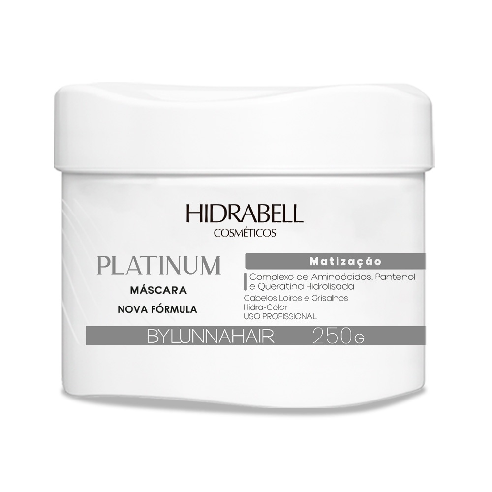 Máscara Matizadora Desamareladora Platinum Neutraliza Amarelo Cabelo Loiro e Grisalho 250g Hidrabell