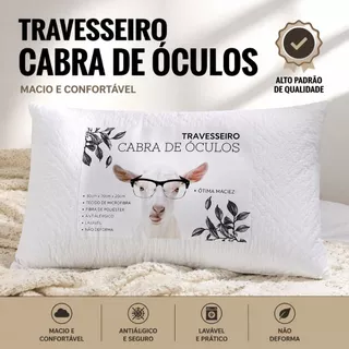 Travesseiro Cabra de Óculos Macio Antialérgico Confortável Meme Fibra de Silicone Importada
