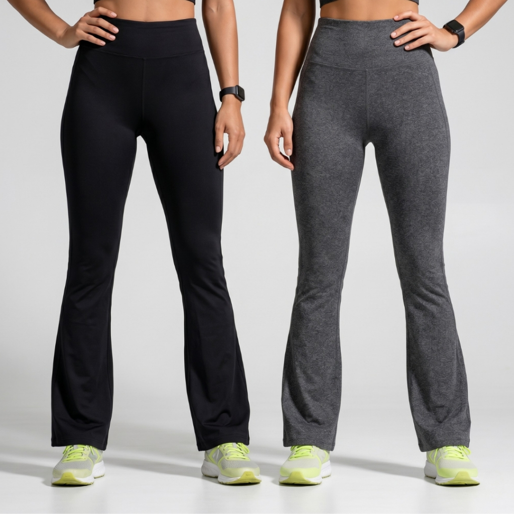 Kit 2 Calça Bailarina Flare Feminina Suplex Zero Transparência Cintura Alta Fitness Academia em Oferta na Shopee