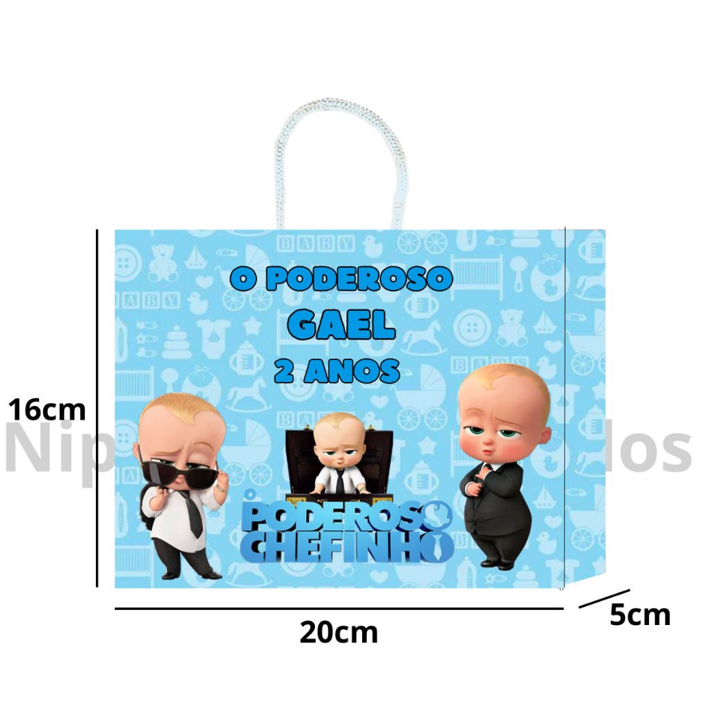 Sacolinha Surpresa poderoso Chefinho 20x16x5 Aniversario lembrancinha sacola personalizada ( PRÉ MONTADO )