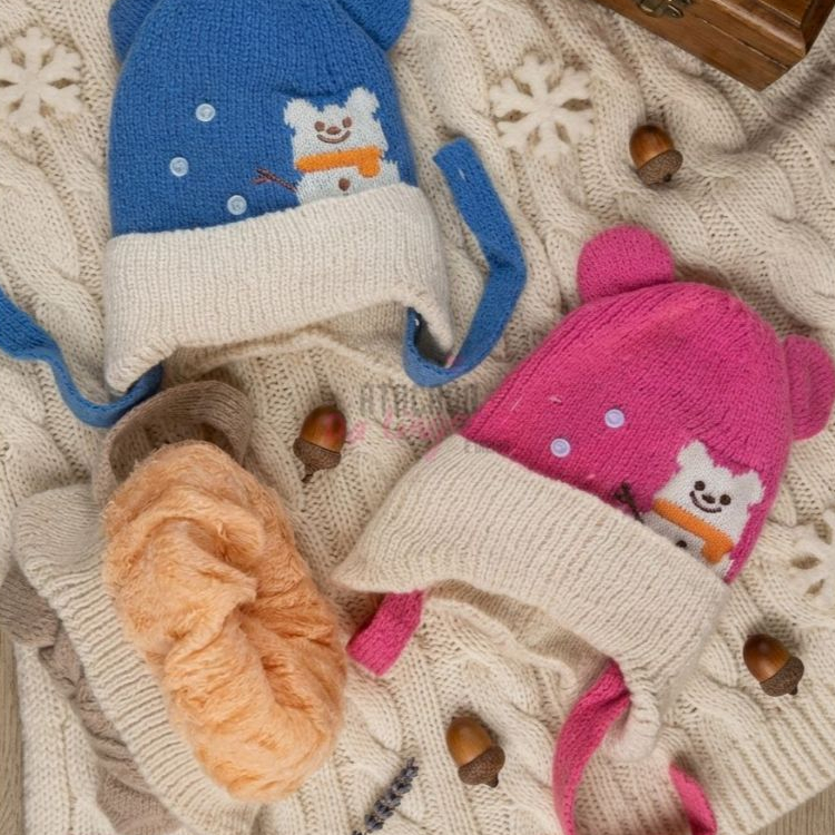 Touca Gorro Forrada Moda Infantil Inverno Proteção de Ouvido Conforto Térmica Ursinho Panda Bichinho