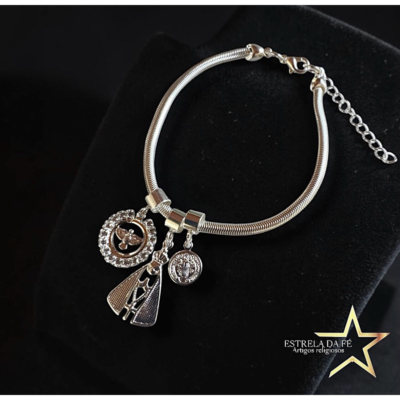 Pulseira Berloque Religiosa Nossa Senhora Aparecida   & ( Sao bento e Divino Espírito Santo ) ✨ em Oferta na Shopee