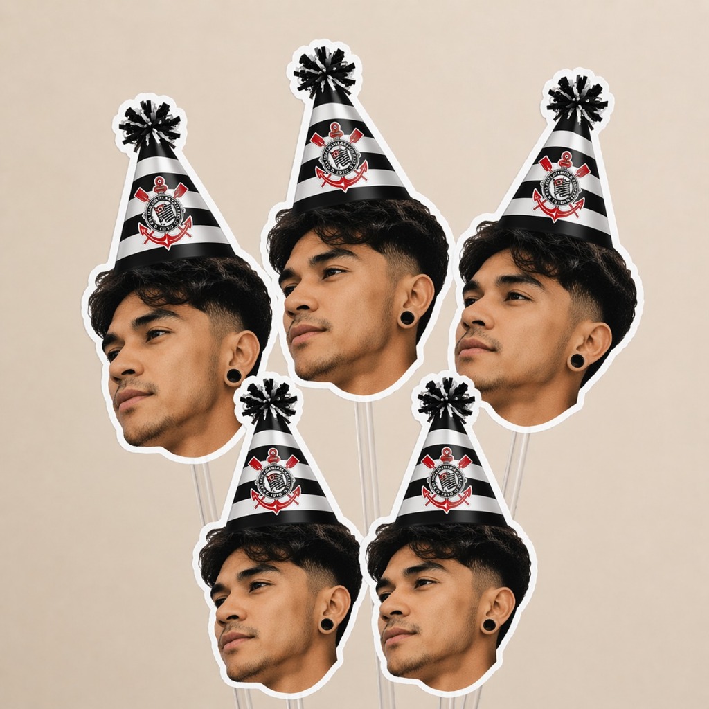 Topos Docinho Corinthians com Foto Personalizado Aniversário Lembrancinha