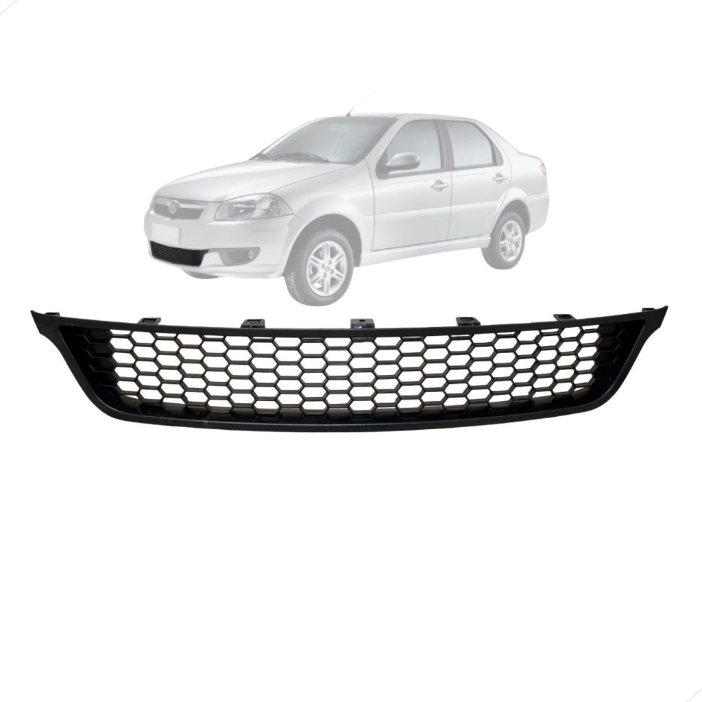 GRADE DIANTEIRA PARACHOQUE FIAT SIENA EL 2013 A 2016 PRETA (CENTRAL)
