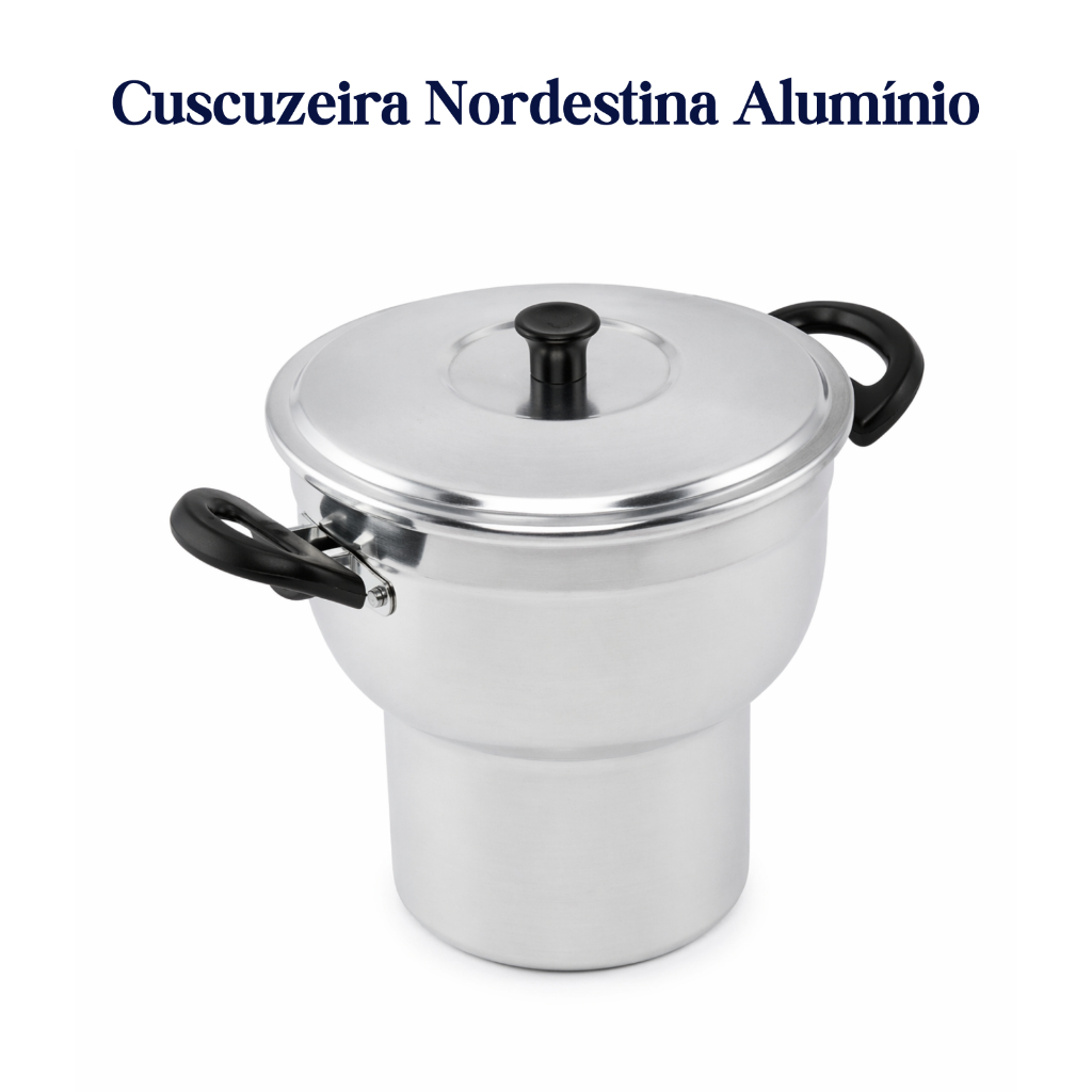 Cuscuzeira Nordestina N14 em Alumínio Panela Cuscuz Vapor Cozinha Tampa Reforçada Tradicional
