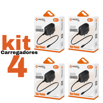 Kit 4 Carregador de Celular Smartphone Universal Micro USB V8 Pmcell
