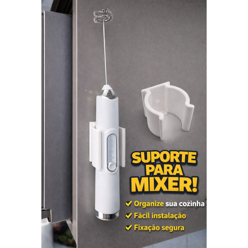 Suporte de Parede Para Mini Misturador Batedor Mixer Elétrico - Fácil Fixação - Organização