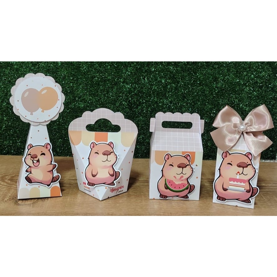 Kit Festa Personalizados CAPIVARA - Caixinhas para Lembrancinhas Aniversário - PAPEL FOTOGRÁFICO