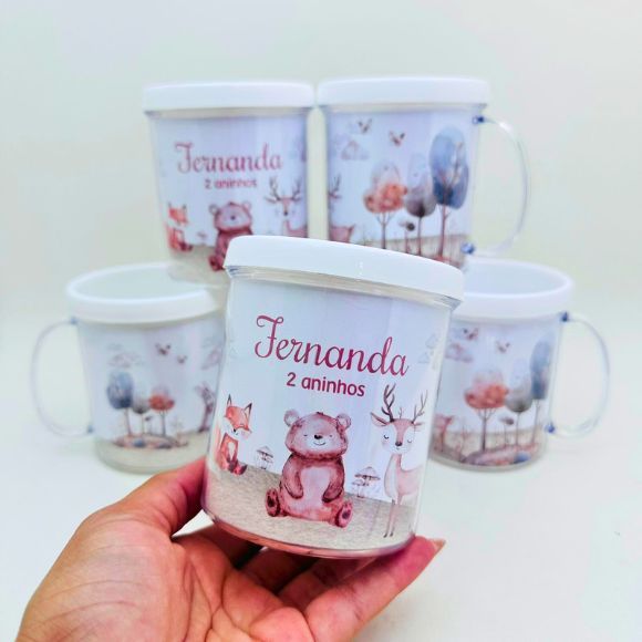 Lembrancinha Bosque Jardim Encantado Fadas | Caneca Acrilica Personalizada | Festa Infantil Brinde