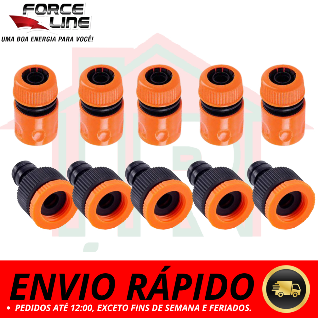 Engate Rápido e Adaptador para mangueira kit com 10 peças - Forceline