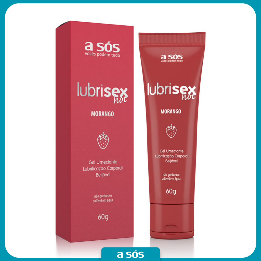 Gel Lubrificante Beijável com Aquecimento Lubrisex Morango Hot - 60g em Oferta na Shopee