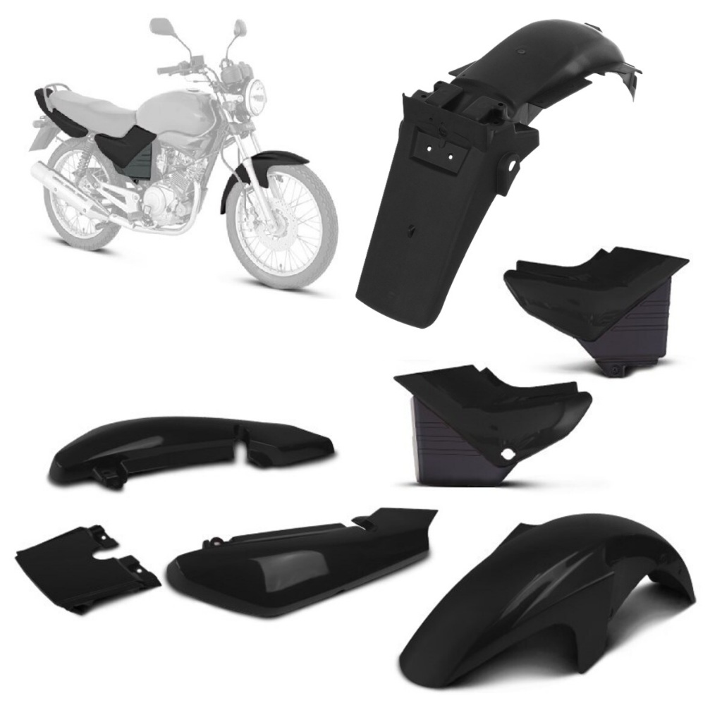 Kit Carenagem 3 Peças + Paralama Traseiro Suporte de Placa Ybr 125 2000/08