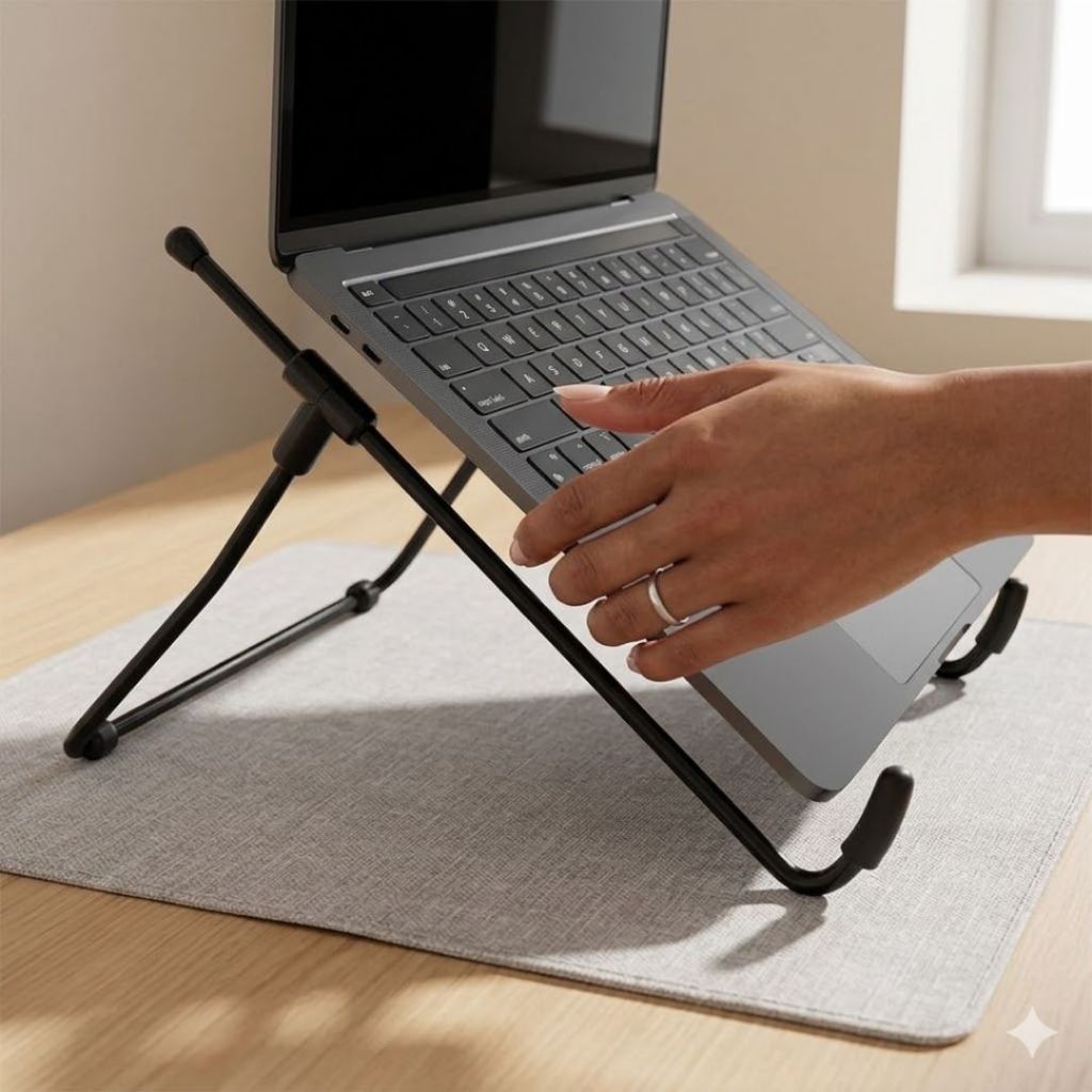 Foco em Durabilidade e Postura (Ideal para Escritório) Suporte Notebook Aço Reforçado Mesa Escritório Ergonômico p/ Post