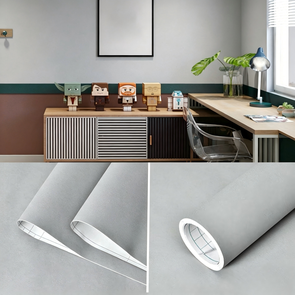 Papel Contact Adesivo Cinza Fosco 5m Lavável Decoração para Sala, Quarto, Cozinha e Móveis