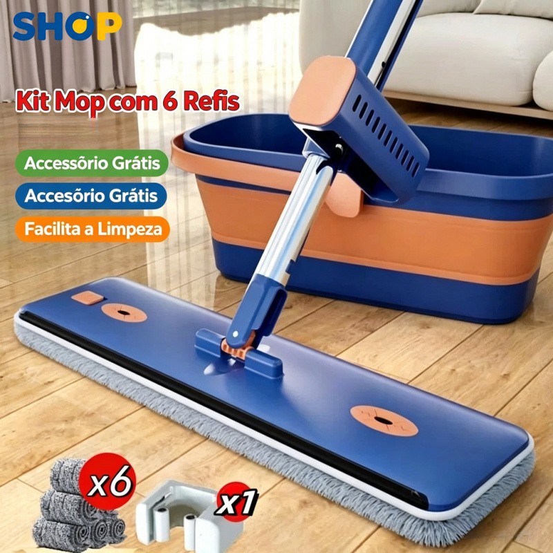 9 Kit de Limpeza Mop + balde + 6 refis de mop S10
