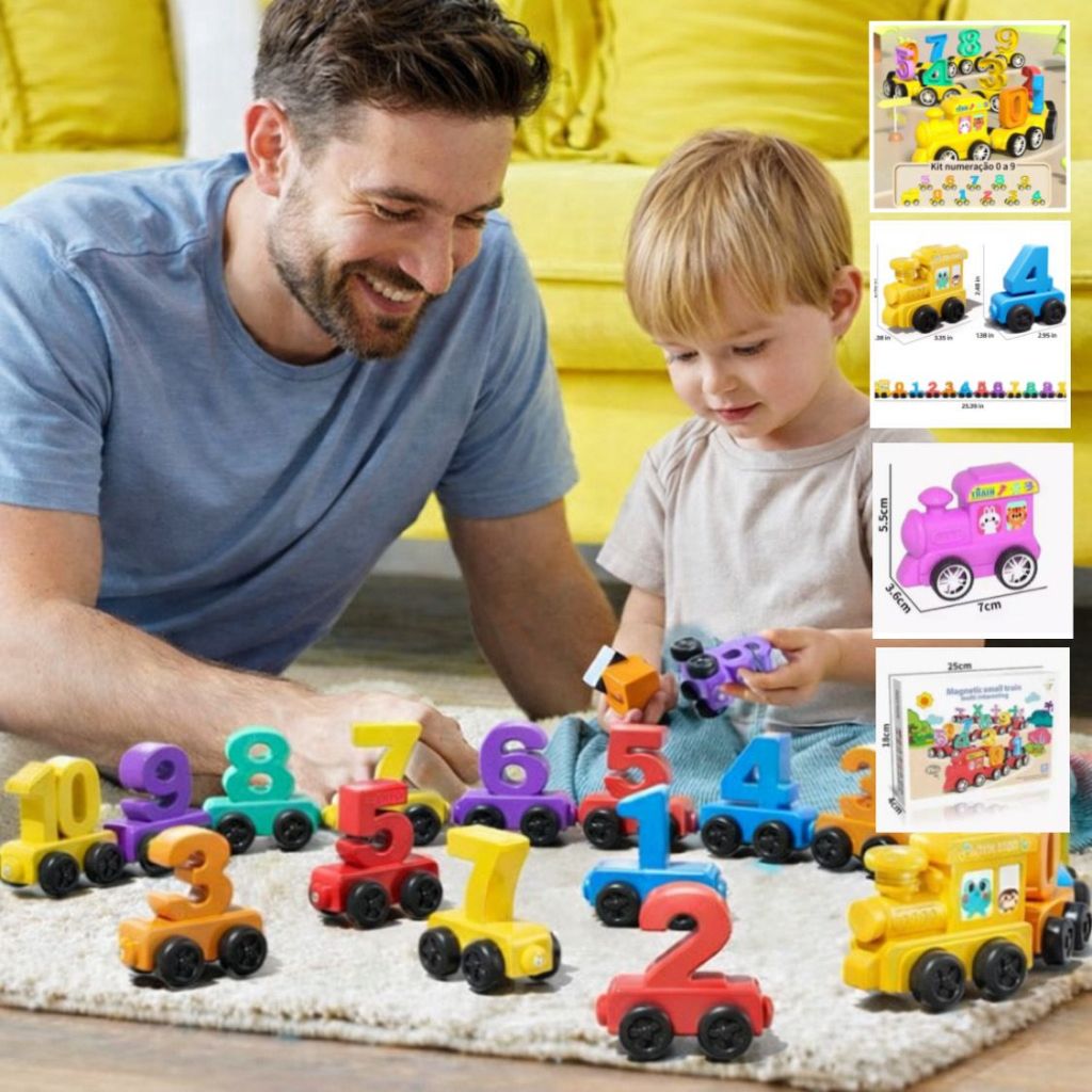 Brinquedo Trem Magnético Montagem Quebra-Cabeça Com Aprendizagem Infantil trenzinho autista autismo tea tdah tod pcd imã