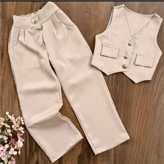 Conjunto Feminina Juvenil e Infantil  Alfaiataria Colete e Calça - Disponível do 10 ao 16 Em Vários Tamanhos