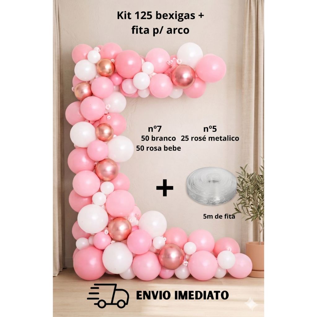 KIT ARCO DESCONSTRUÍDO COMPLETO - 125 PEÇAS + FITA ARCO 5M