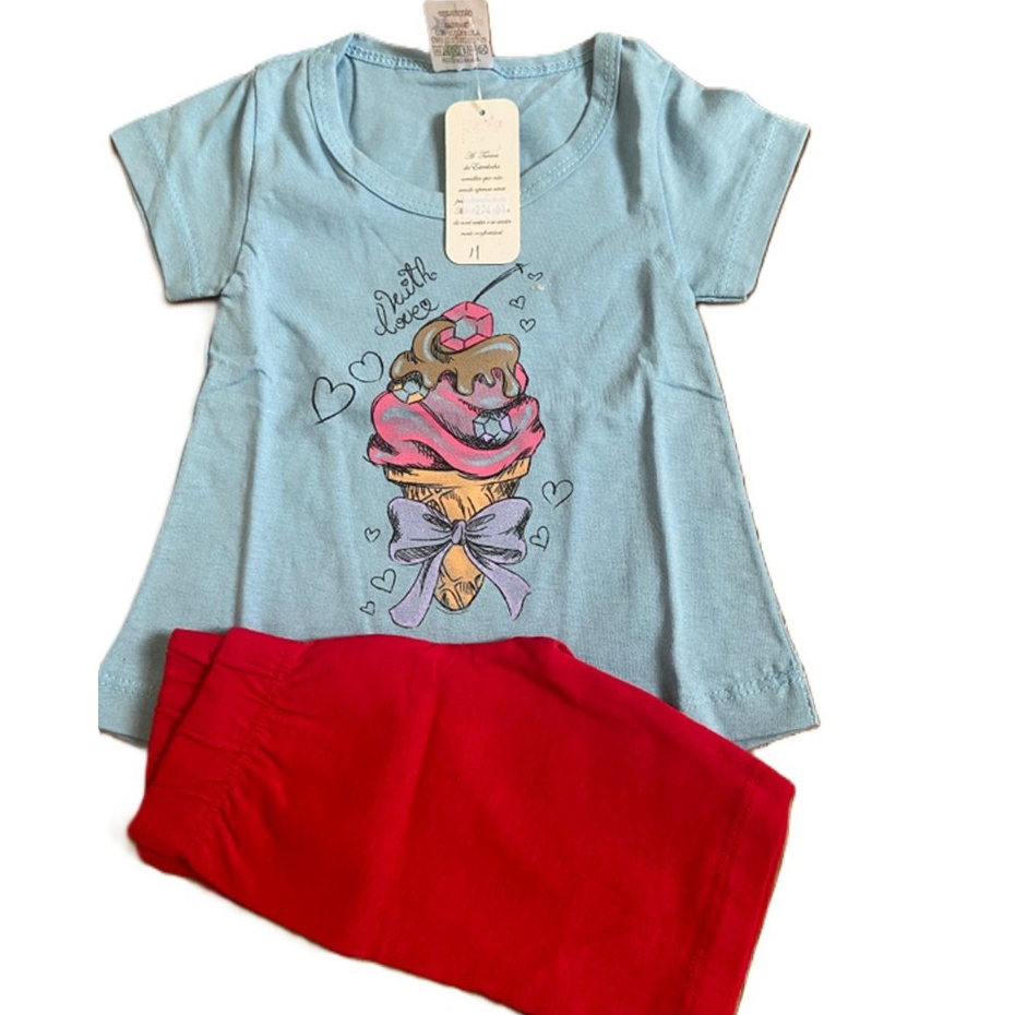 Conjunto verão Love Estrelinha - tamanho 1 - criança - camiseta + bermuda[PROMOCAO]