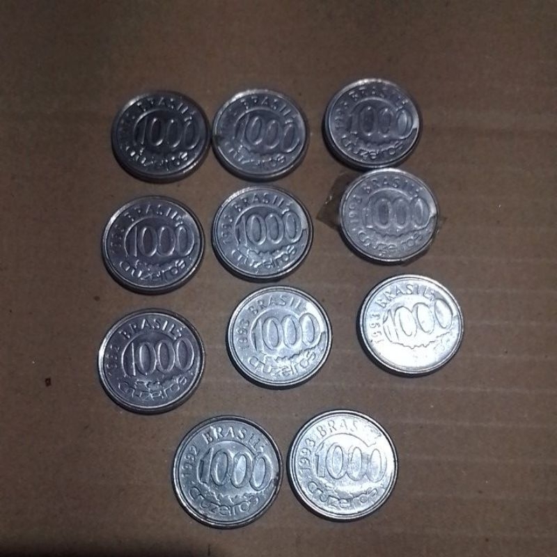 kit com 11 moedas de 1000 cruzeiro acara.