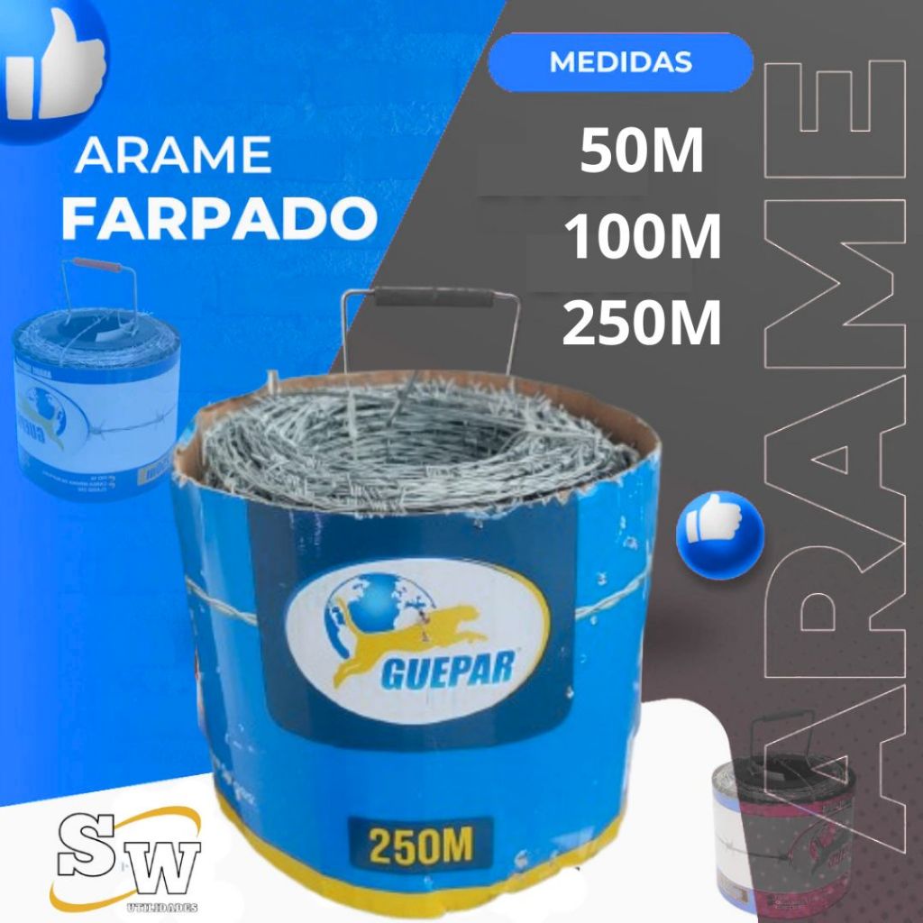 Arame Farpado Galvanizado + Grampo Polido Para Cerca | Alta Resistência 120kgf | Cerca Rural e Segurança - DW