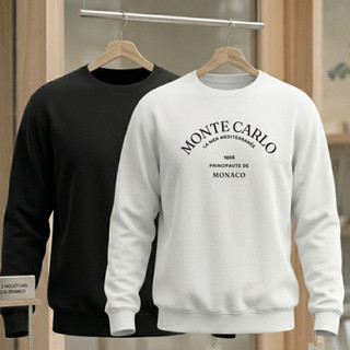 Kit moletom masculino feminino capote blusa de frio casaco blusão tendencia promoção preto branco liso gola estampado