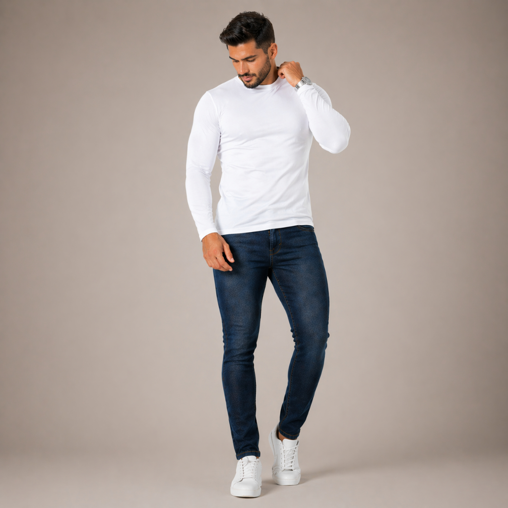 Calça Jeans Masculina Tradicional Com Elastano Lycra Tecido Premium Passeio