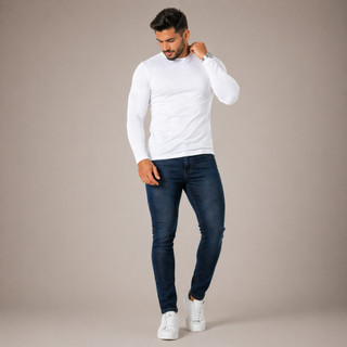 Calça Jeans Masculina Tradicional Com Elastano Lycra Tecido Premium Passeio